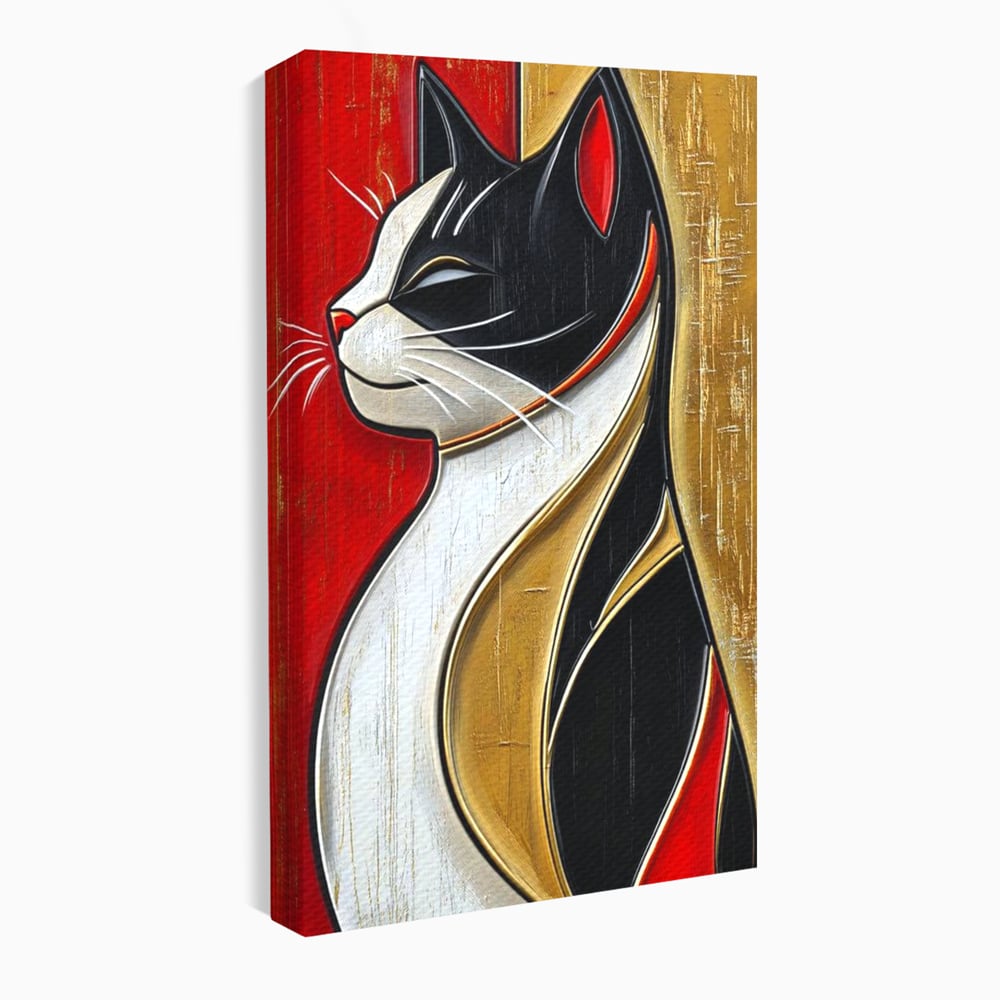 Tablou canvas cu tablou canvas cu pisica in profil, fara rama, pe sasiu de lemn